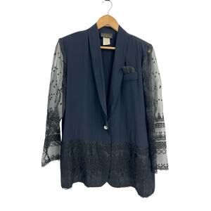 Vintage 90s Express Black Lace Sleeve Blazer Jacket Large